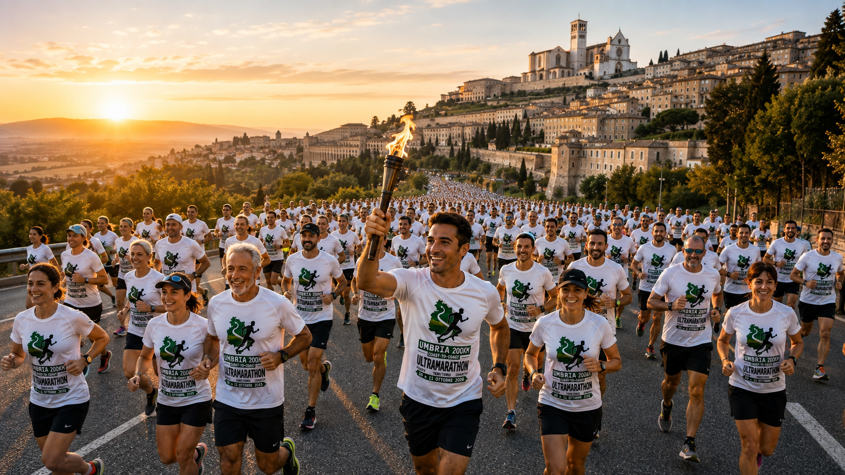 Gruppo di runner attraversa l’Umbria portando la Fiaccola della Pace